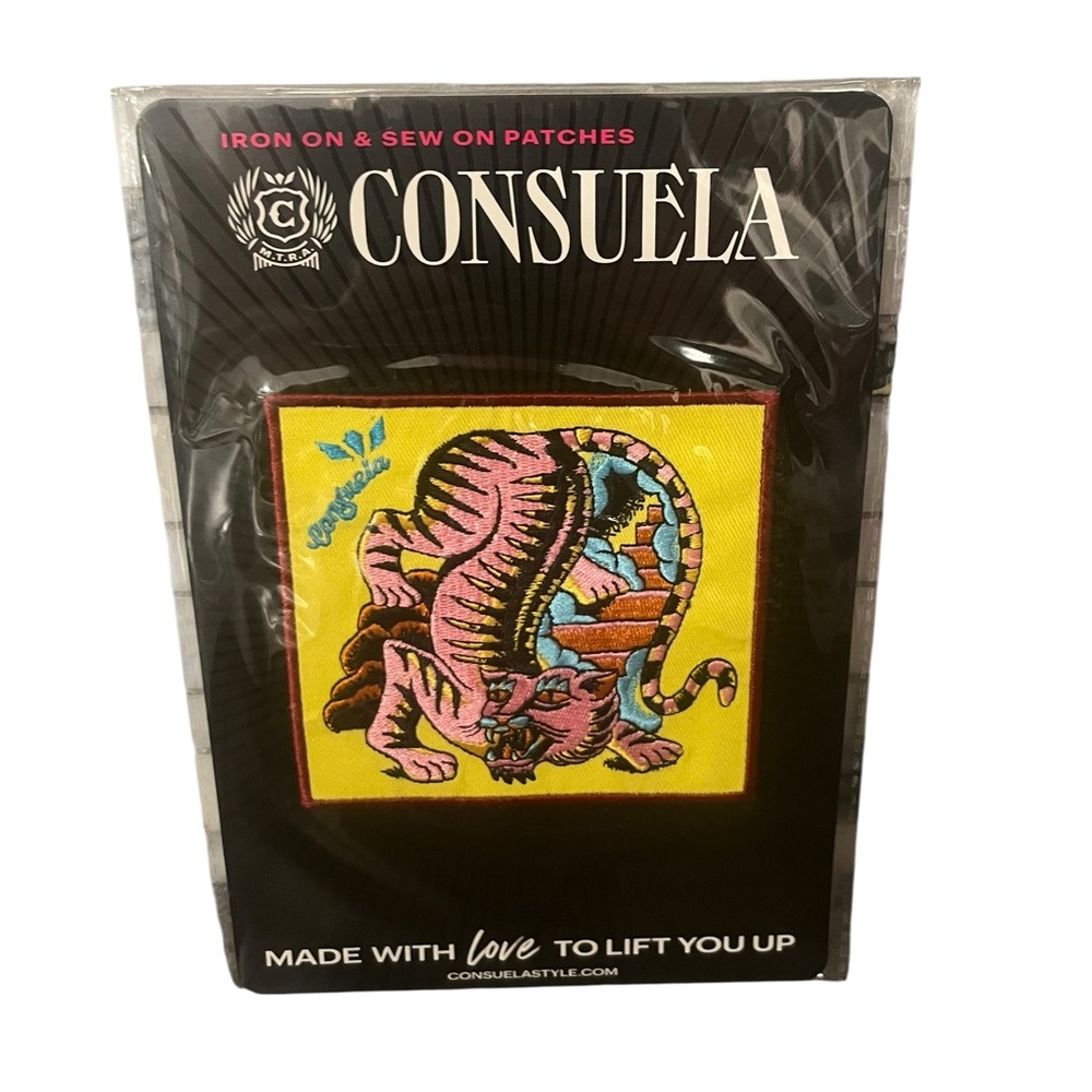NWT Consuela Iron On Sew On Patch Tiger Jaguar Big Cat Logo Sealed